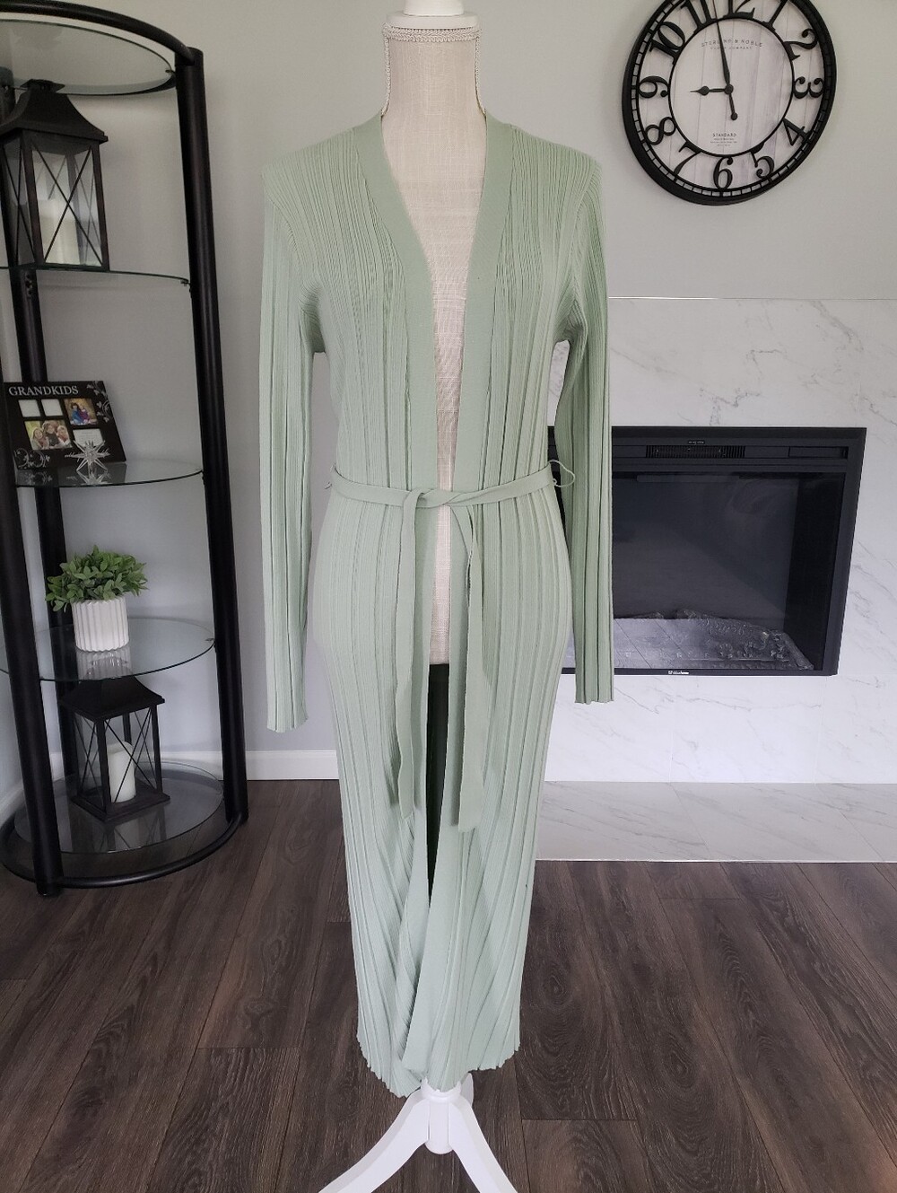House of Harlow 1960 Mint Green Ribbed Cardigan Duster Size M Long